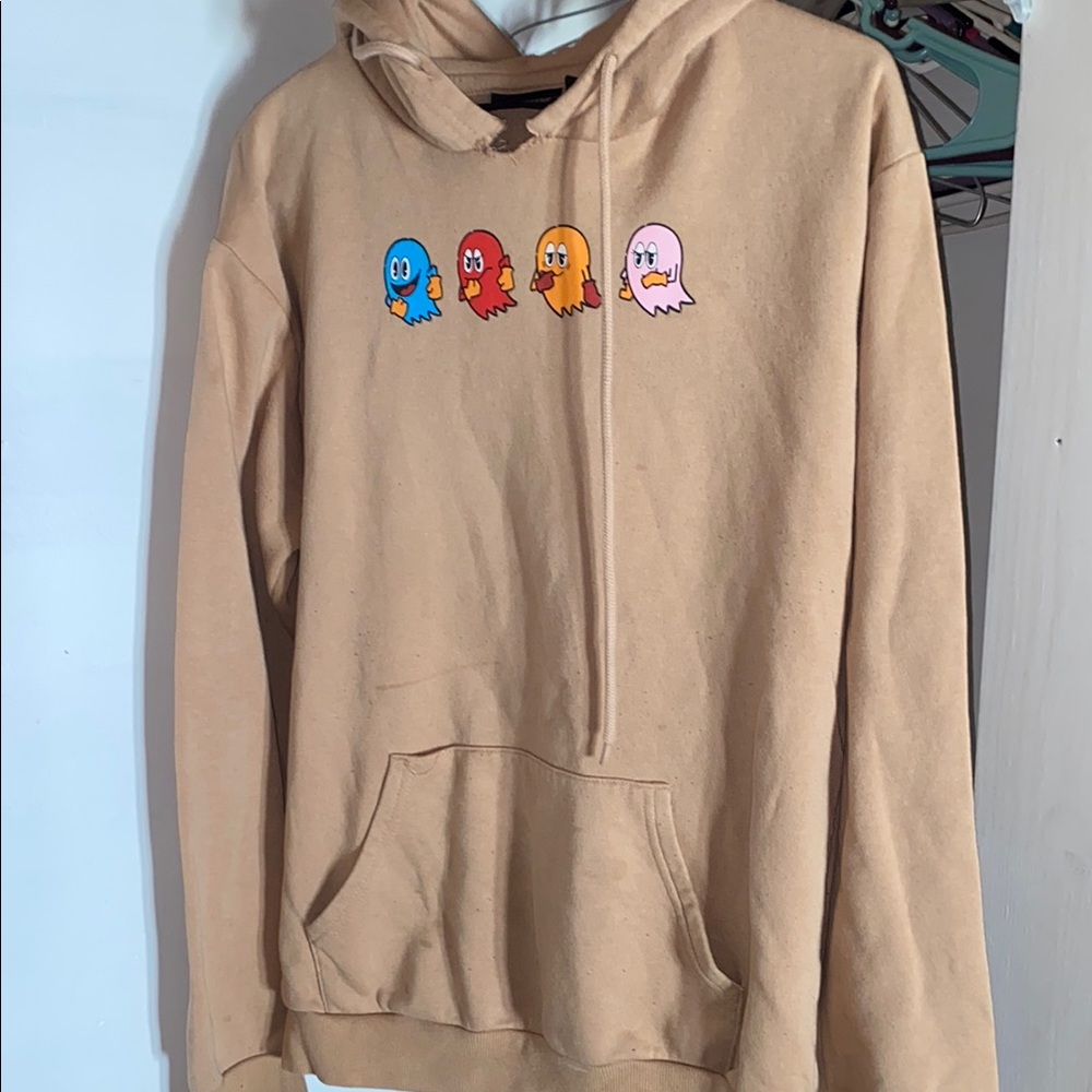Tan Hoodie with PAC Man Design